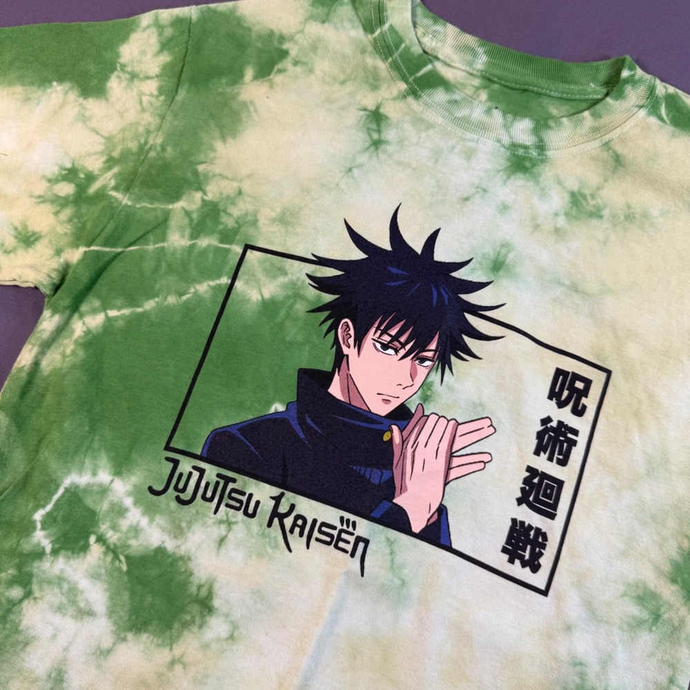 Jujutsu Kaisen Megumi Fushiguro Tie Dye Graphic T-Shirt Green Episode Small